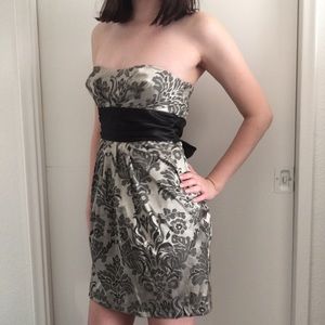 Silver Dress with Abstract Design and Bow